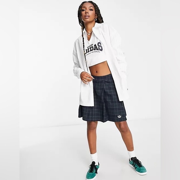 ADIDAS Originals 'Preppy Varsity' Checked Pleated Tennis Skirt - Picture 2 of 11